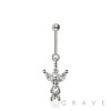 316L SURGICAL STEEL TRIPLE CZ MARQUISE BEZEL DANGLE VERTICAL HELIX STUD